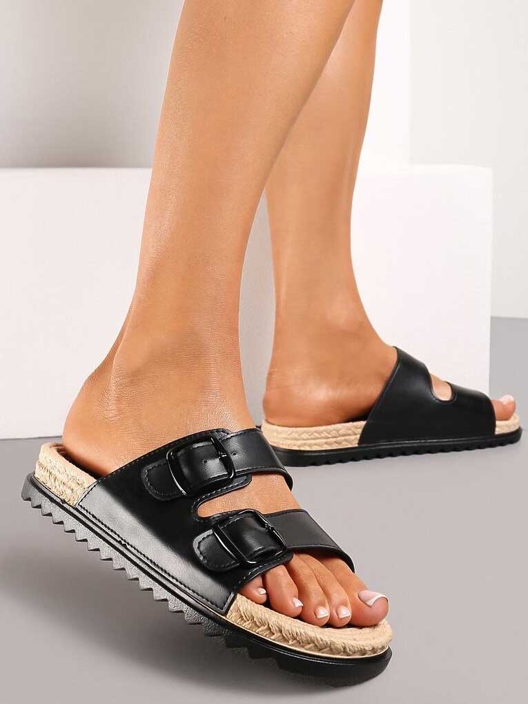 Tia - Sandaler med spænder og sål i flettet look